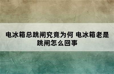 电冰箱总跳闸究竟为何 电冰箱老是跳闸怎么回事